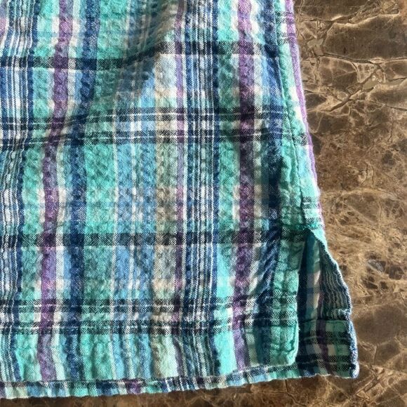 Cappagallo short sleeve button top womens XL blue plaid cotton y2k - Picture 12 of 14